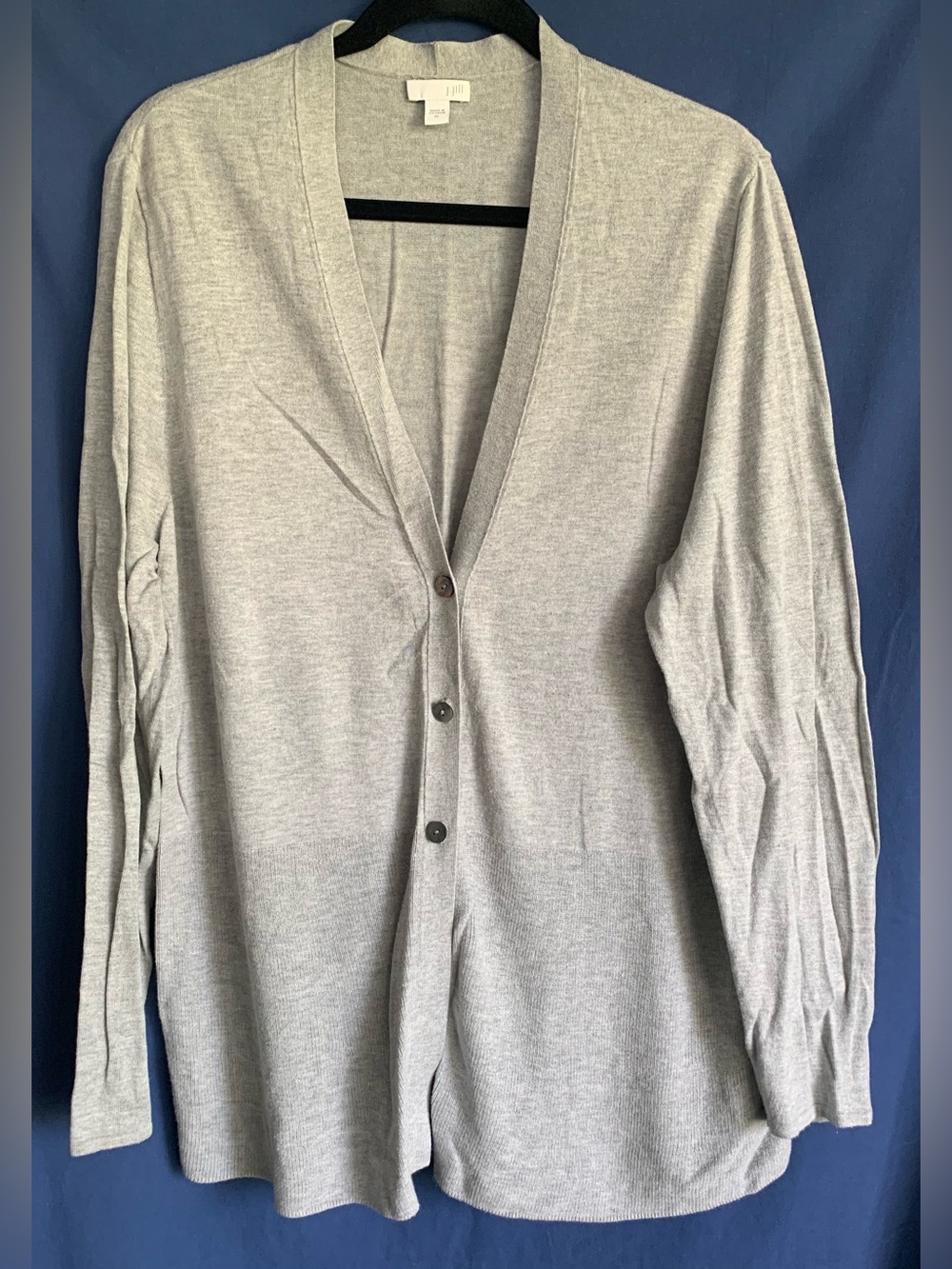 J. Jill XL Light Gray Women's Button-Front Cardigan Sweater